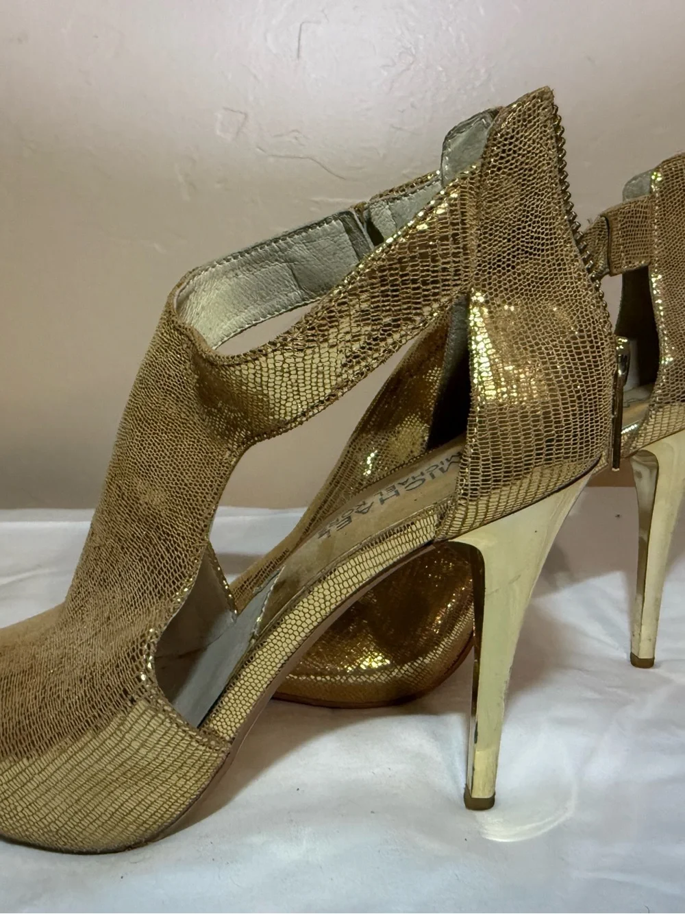 Michael Kors Gold Peep-Toe Metallic Heels